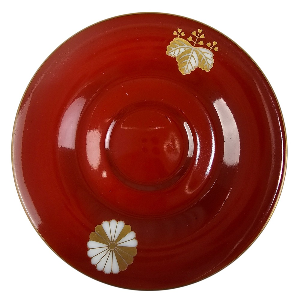 Noritake Danbury Mint Red Gold Floral Crest Bone China Tea Cup and Saucer Set - Picture 6 of 9
